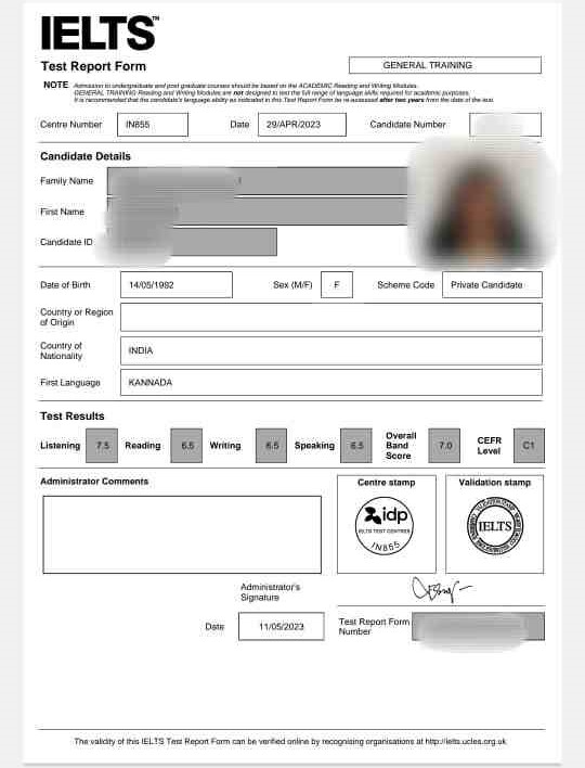 IELTS result — Student